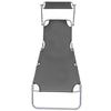 vidaXL Folding Sun Lounger with Canopy Grey Aluminium, 47772