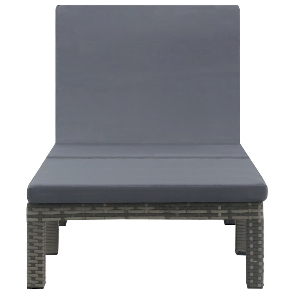 Sun Lounger Anthracite PE Rattan, Powder-Coated Steel, 100% Polyester - vidaXL