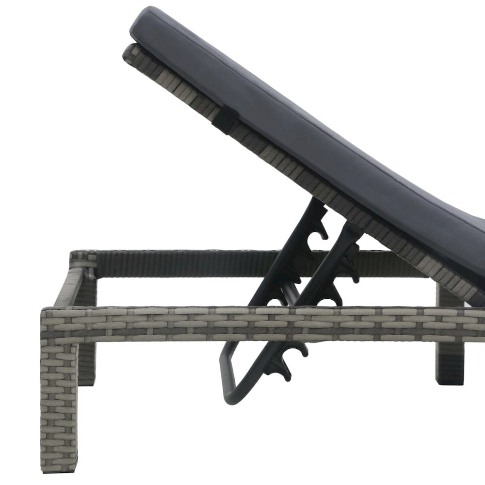 Sun Lounger Anthracite PE Rattan, Powder-Coated Steel, 100% Polyester - vidaXL