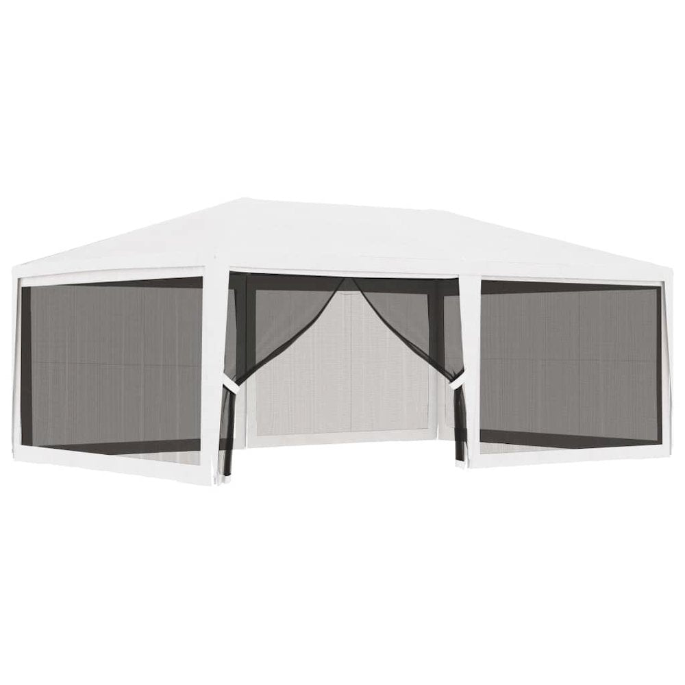 Party Tent White with Black Mesh - vidaXL