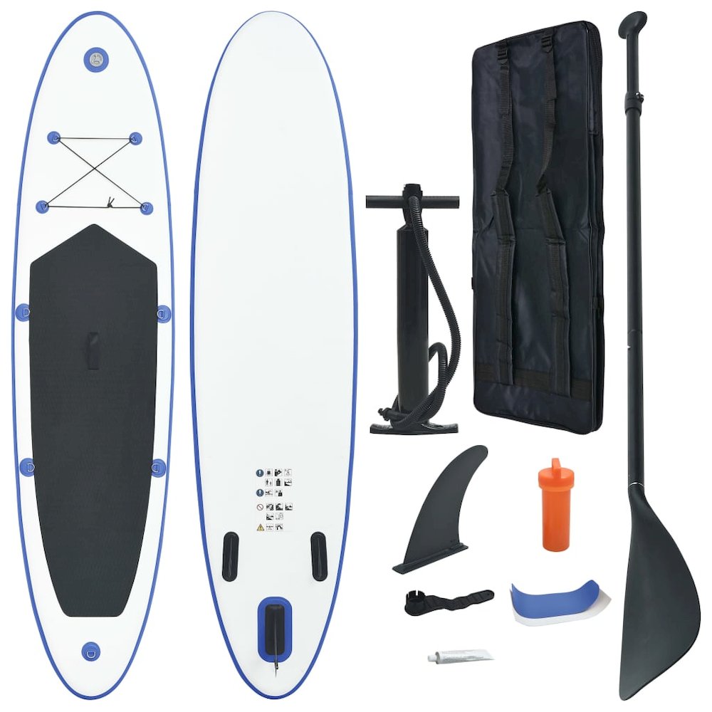 Stand Up Paddle Board Set SUP Surfboard Inflatable Blue and White - vidaXL