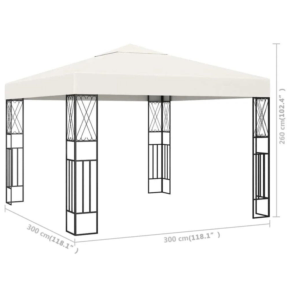 Gazebo Cream Polyester 3x3 ft Durable Gazebo Square - vidaXL