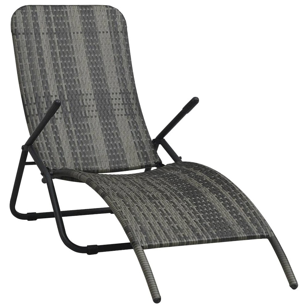 Sun Lounger Grey Made of PE rattan and powder-coated steel - vidaXL