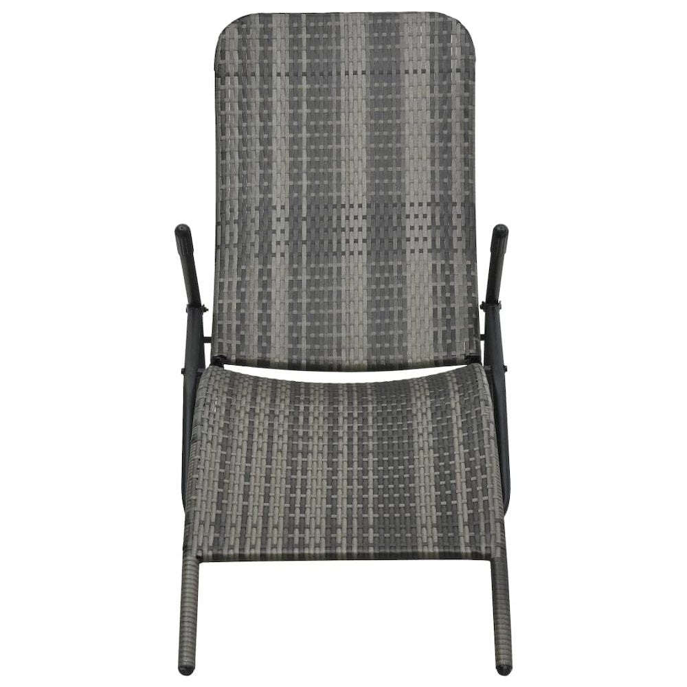 Sun Lounger Grey Made of PE rattan and powder-coated steel - vidaXL