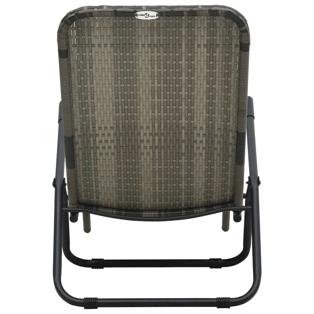 Sun Lounger Grey Made of PE rattan and powder-coated steel - vidaXL