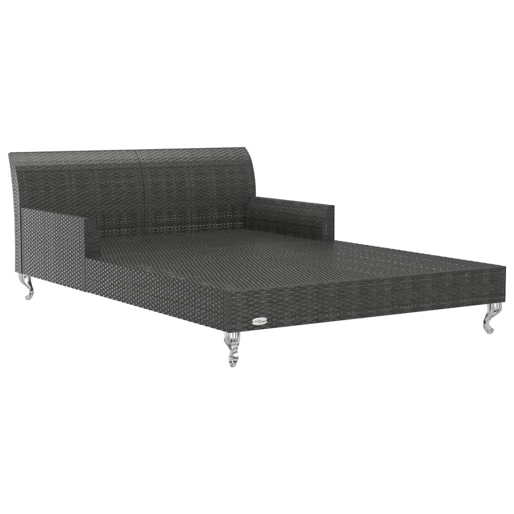 Sun Lounger Black rattan and cream white cushion - vidaXL