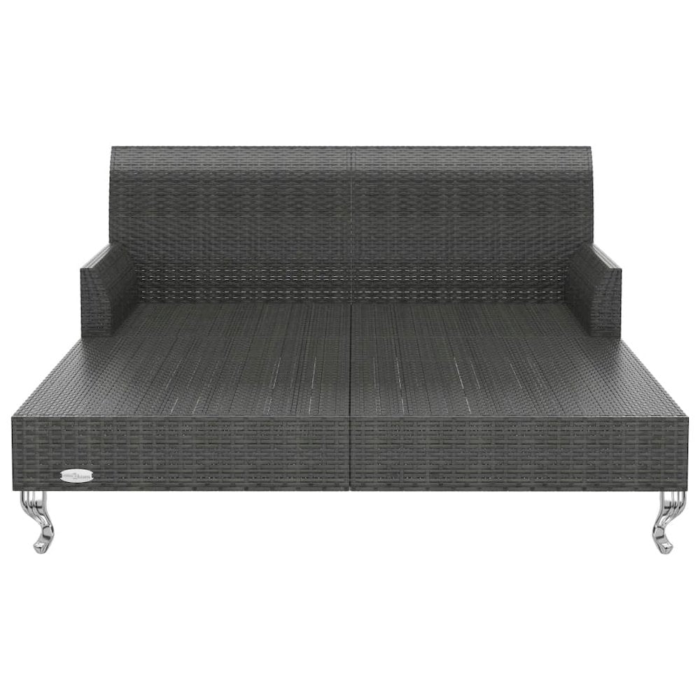 Sun Lounger Black rattan and cream white cushion - vidaXL