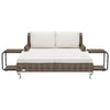 Sun Lounger Brown and Cream Poly Rattan, Powder-Coated Steel, Fabric - vidaXL