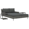 Sun Lounger Grey Rattan and Dark Grey Cushion - vidaXL