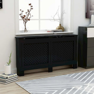 vidaXL Radiator Cover Black 59.8''x17.5''x31.9'' MDF, 288195