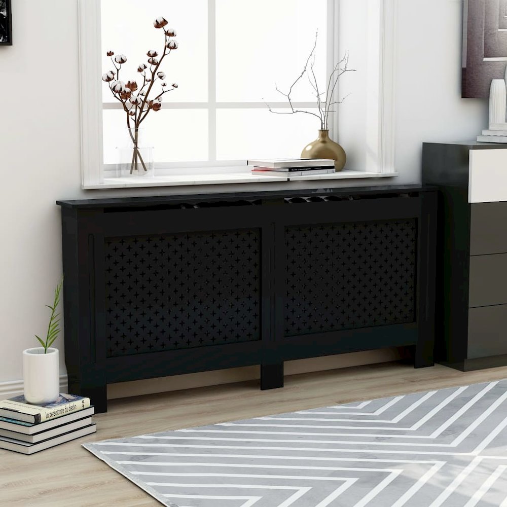 vidaXL Radiator Cover Black 67.7''x17.5''x31.9'' MDF, 288198