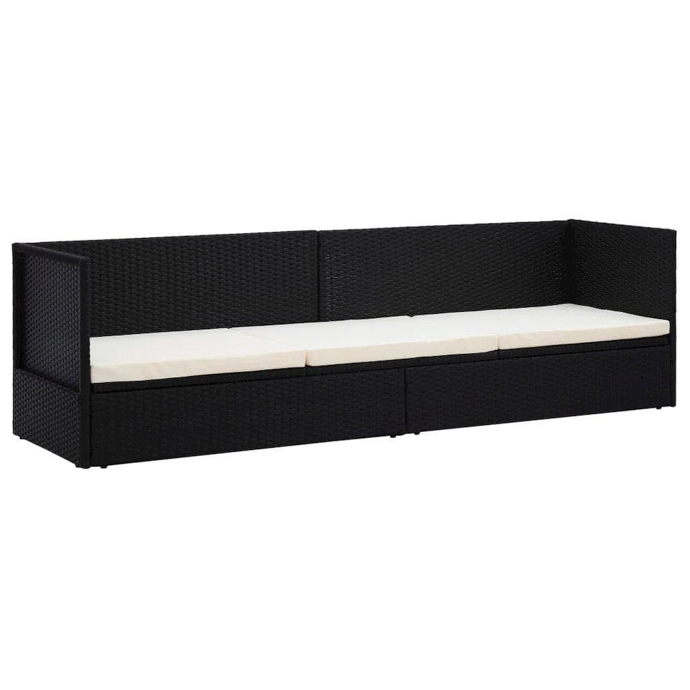 Garden Bed Black, Cream White PE Rattan, Powder-Coated Steel - vidaXL