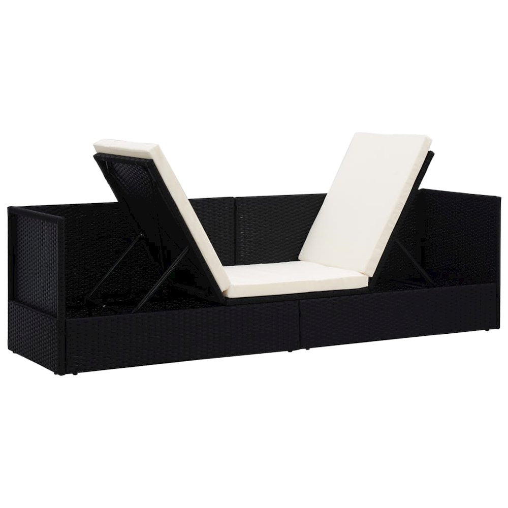Garden Bed Black, Cream White PE Rattan, Powder-Coated Steel - vidaXL