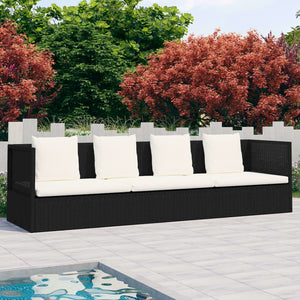 Garden Bed Black, Cream White PE Rattan, Powder-Coated Steel - vidaXL