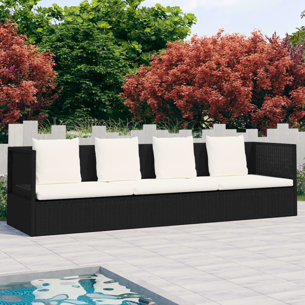 Garden Bed Black, Cream White PE Rattan, Powder-Coated Steel - vidaXL