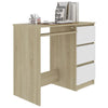 vidaXL Desk White and Sonoma Oak 35.4''x17.7''x29.9'' Chipboard, 801378