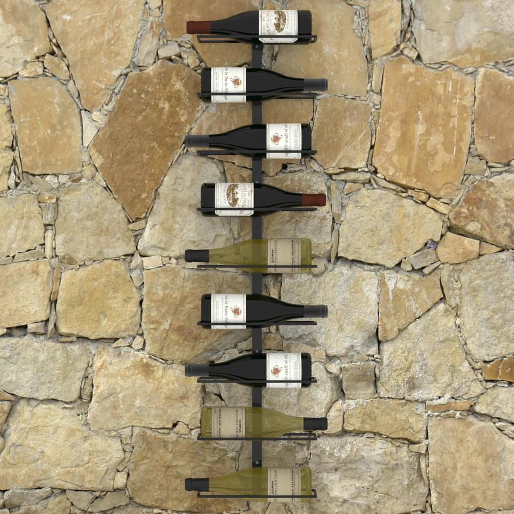 Wall-mounted Wine Rack for 9 Bottles Black Iron - vidaXL