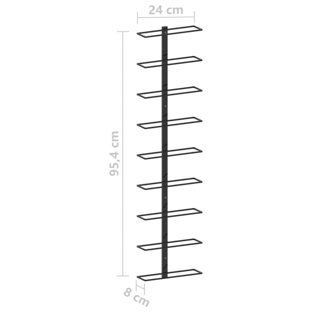 Wall-mounted Wine Rack for 9 Bottles Black Iron - vidaXL