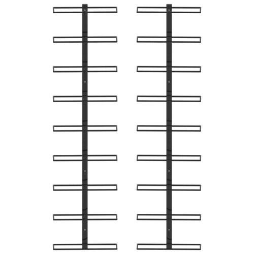 Wall-mounted Wine Racks for 18 Bottles 2 pcs Black Iron - vidaXL