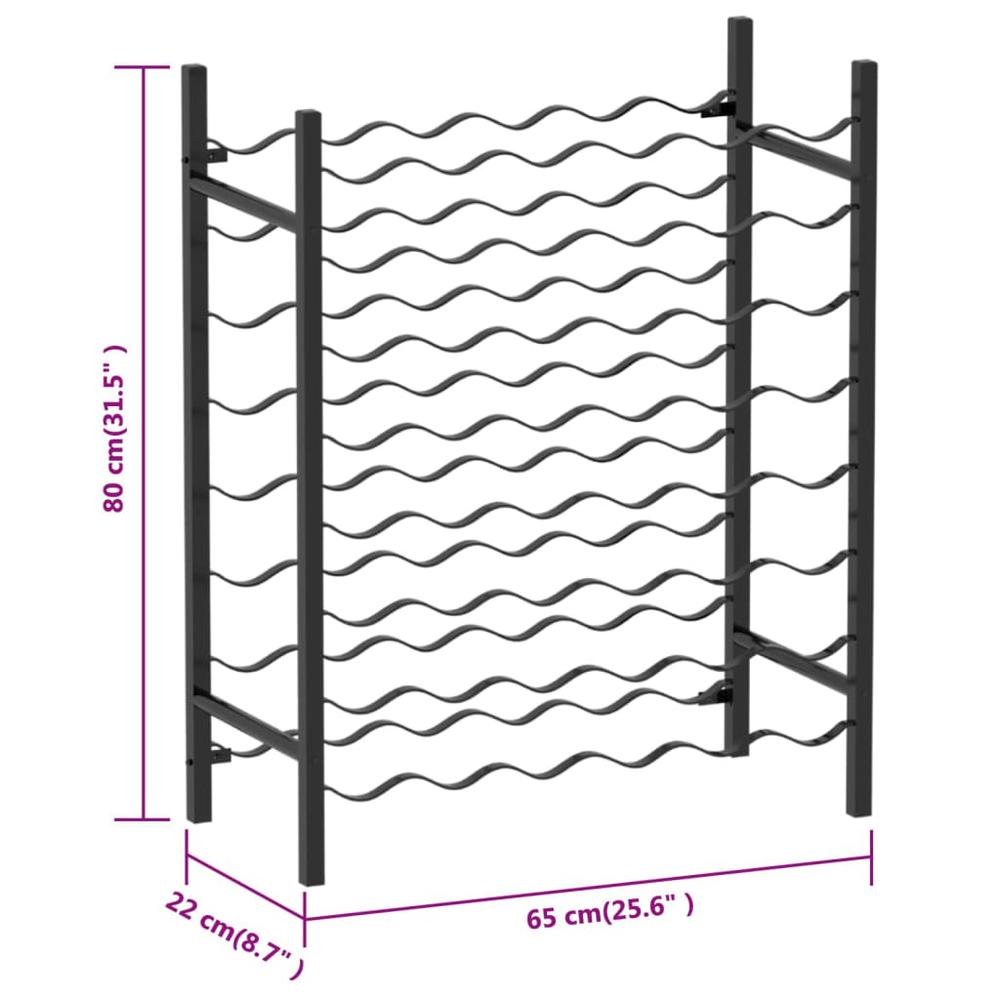 Wine Rack for 48 Bottles Black Metal - vidaXL