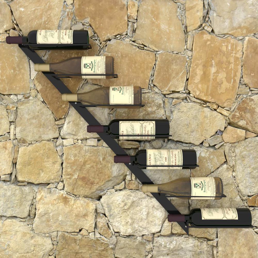 Wall-mounted Wine Rack for 7 Bottles Black Metal - vidaXL