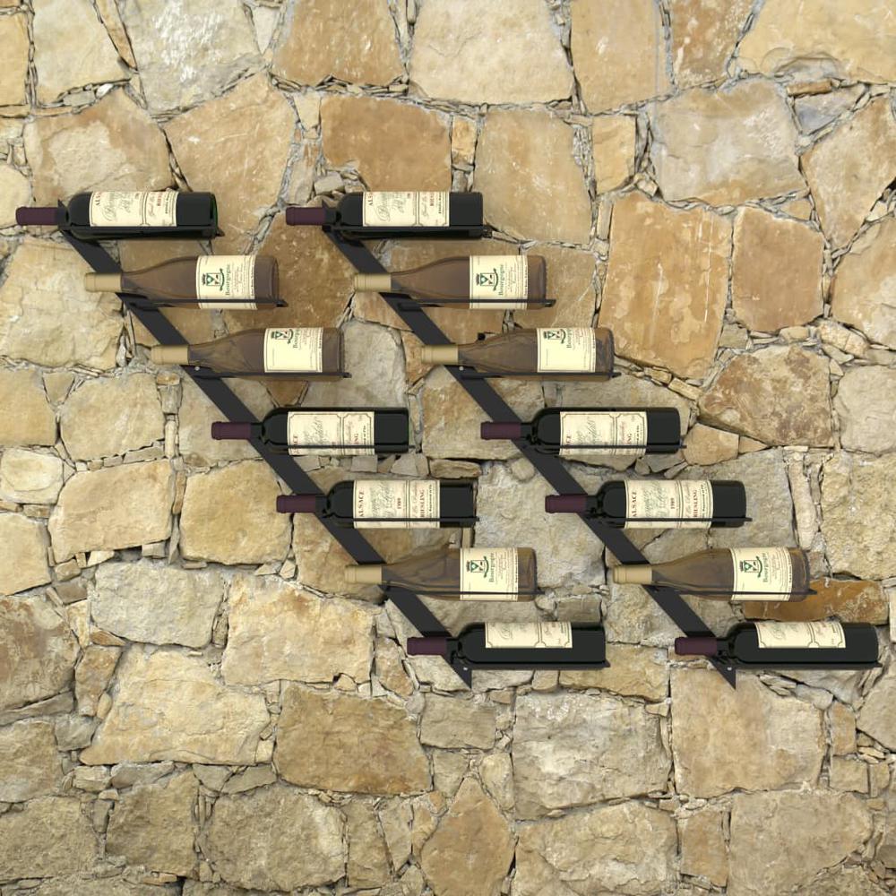 Wall-mounted Wine Racks for 14 Bottles 2 pcs Black Metal - vidaXL