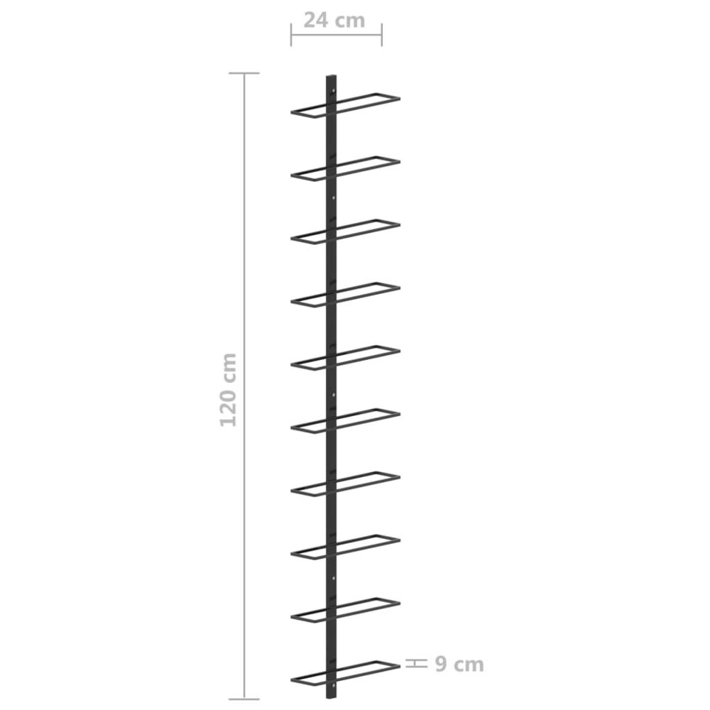 Wall-mounted Wine Rack for 10 Bottles Black Metal - vidaXL
