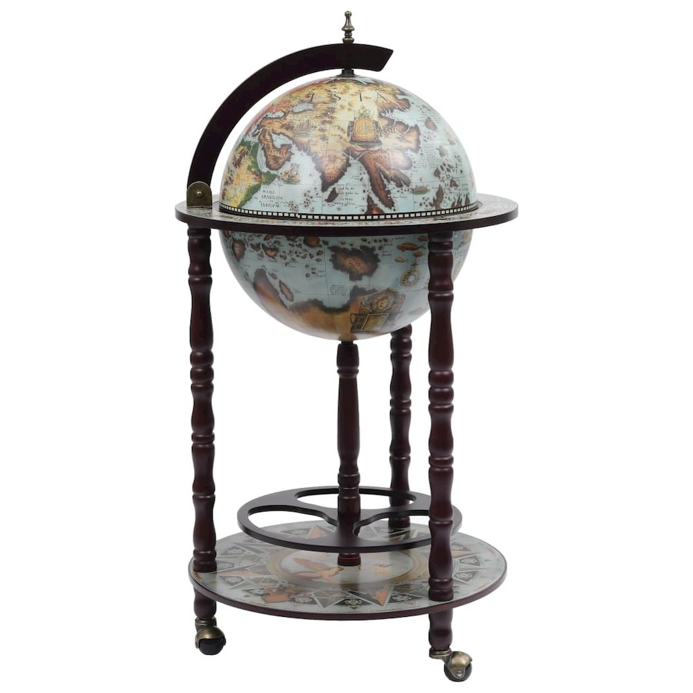 Globe Bar Wine Stand Eucalyptus Wood Blue - vidaXL