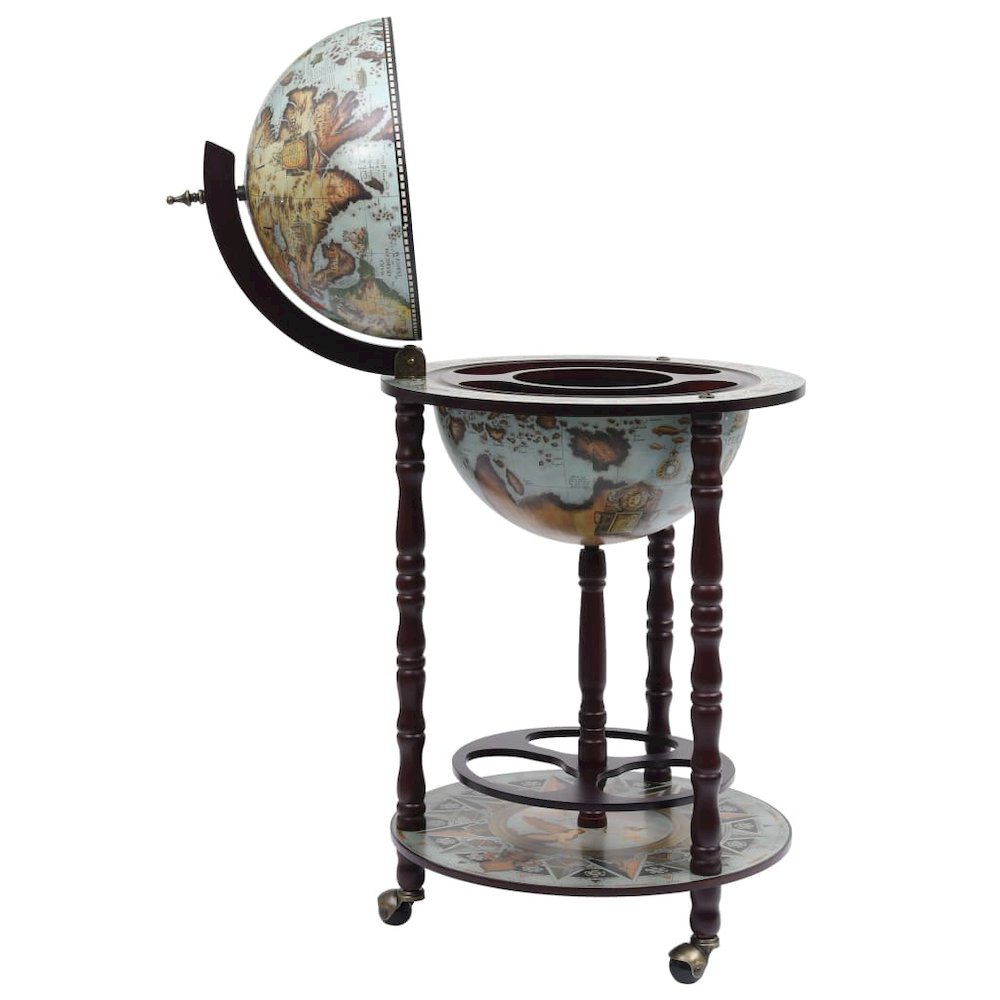 Globe Bar Wine Stand Eucalyptus Wood Blue - vidaXL