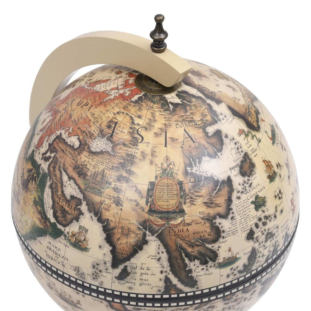 vidaXL Tabletop Globe Bar Wine Stand Eucalyptus Wood White, 320911