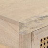 Console Table Bleached wood, natural cane, black steel - vidaXL