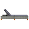 Sunbed Grey PE Rattan Standard Adjustable Armrests Sunbed - vidaXL