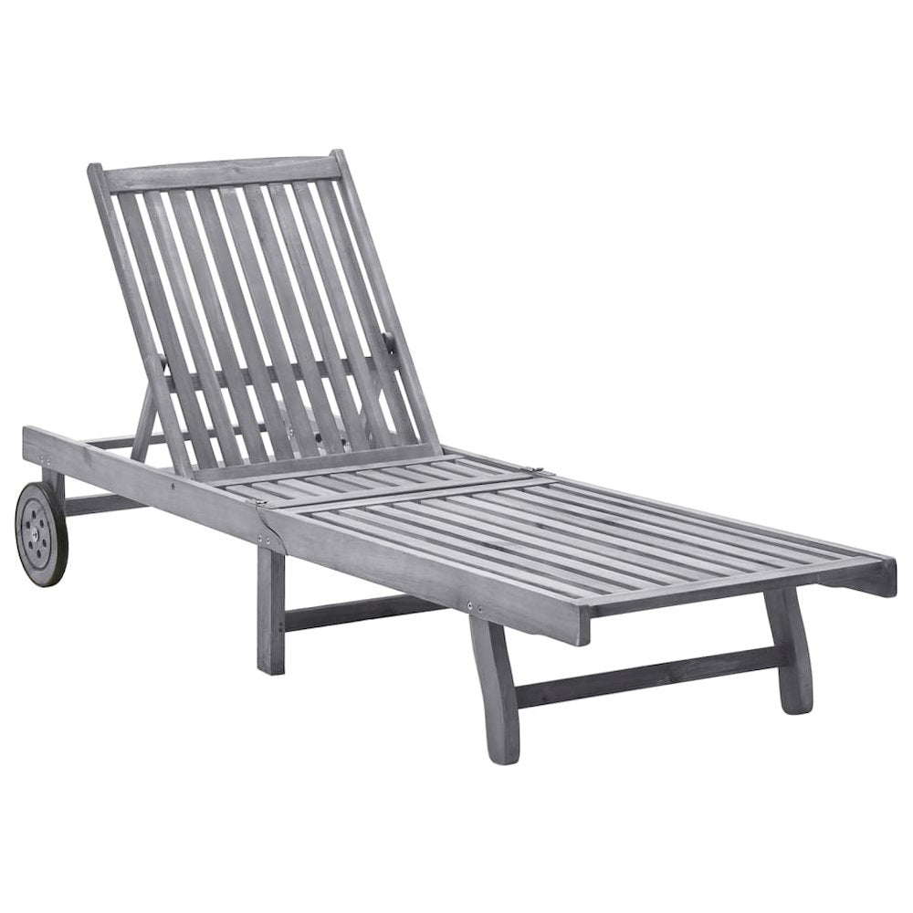 Sunlounger Grey wash Solid Acacia wood Standard Height-Adjustable - vidaXL