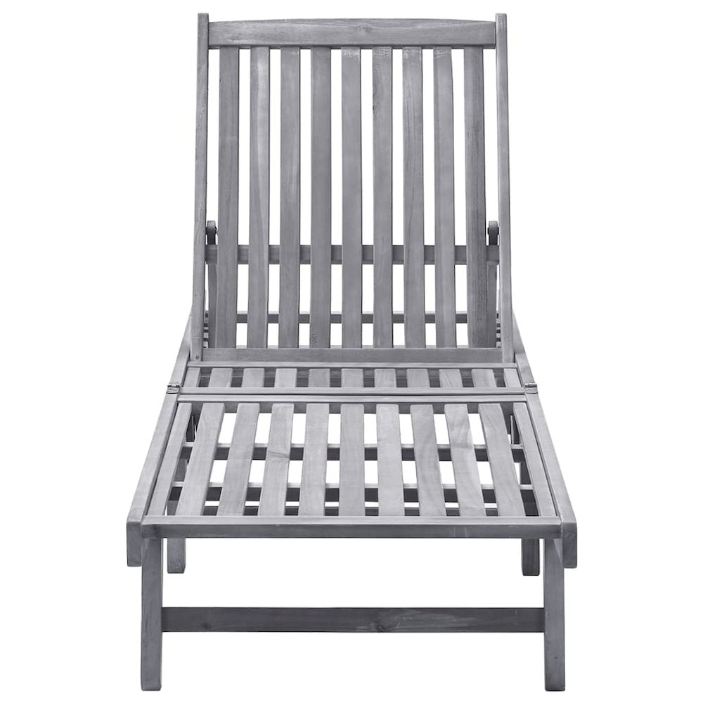 Sunlounger Grey wash Solid Acacia wood Standard Height-Adjustable - vidaXL
