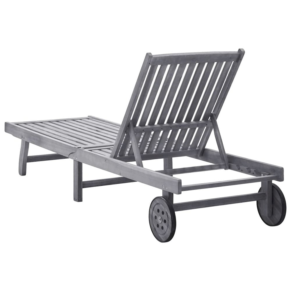 Sunlounger Grey wash Solid Acacia wood Standard Height-Adjustable - vidaXL