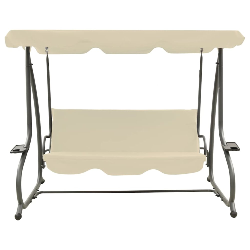 Swing Bench Sand white PVC-coated fabric, powder-coated steel Large - vidaXL