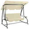Swing Bench Sand white PVC-coated fabric, powder-coated steel Large - vidaXL