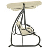 Swing Bench Sand white PVC-coated fabric, powder-coated steel Large - vidaXL
