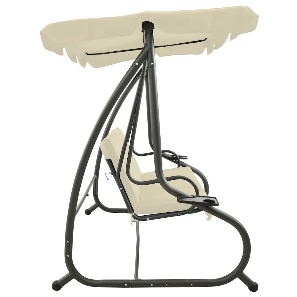Swing Bench Sand white PVC-coated fabric, powder-coated steel Large - vidaXL