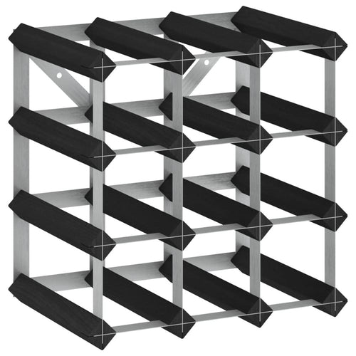 Wine Rack for 12 Bottles Black Solid Pine Wood - vidaXL