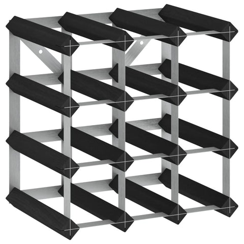 Wine Rack for 12 Bottles Black Solid Pine Wood - vidaXL