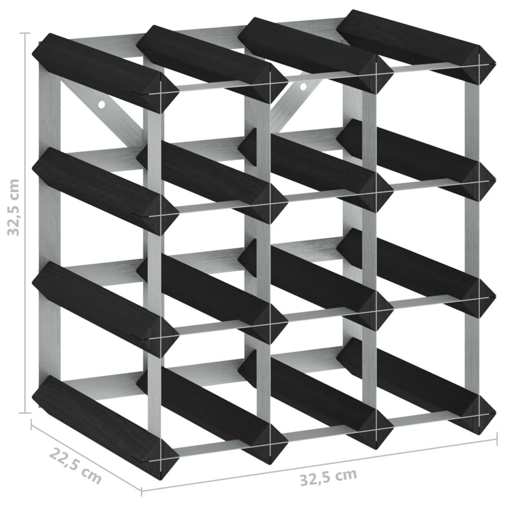 Wine Rack for 12 Bottles Black Solid Pine Wood - vidaXL