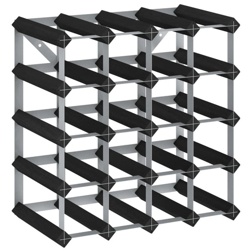 Wine Rack for 20 Bottles Black Solid Pine Wood - vidaXL