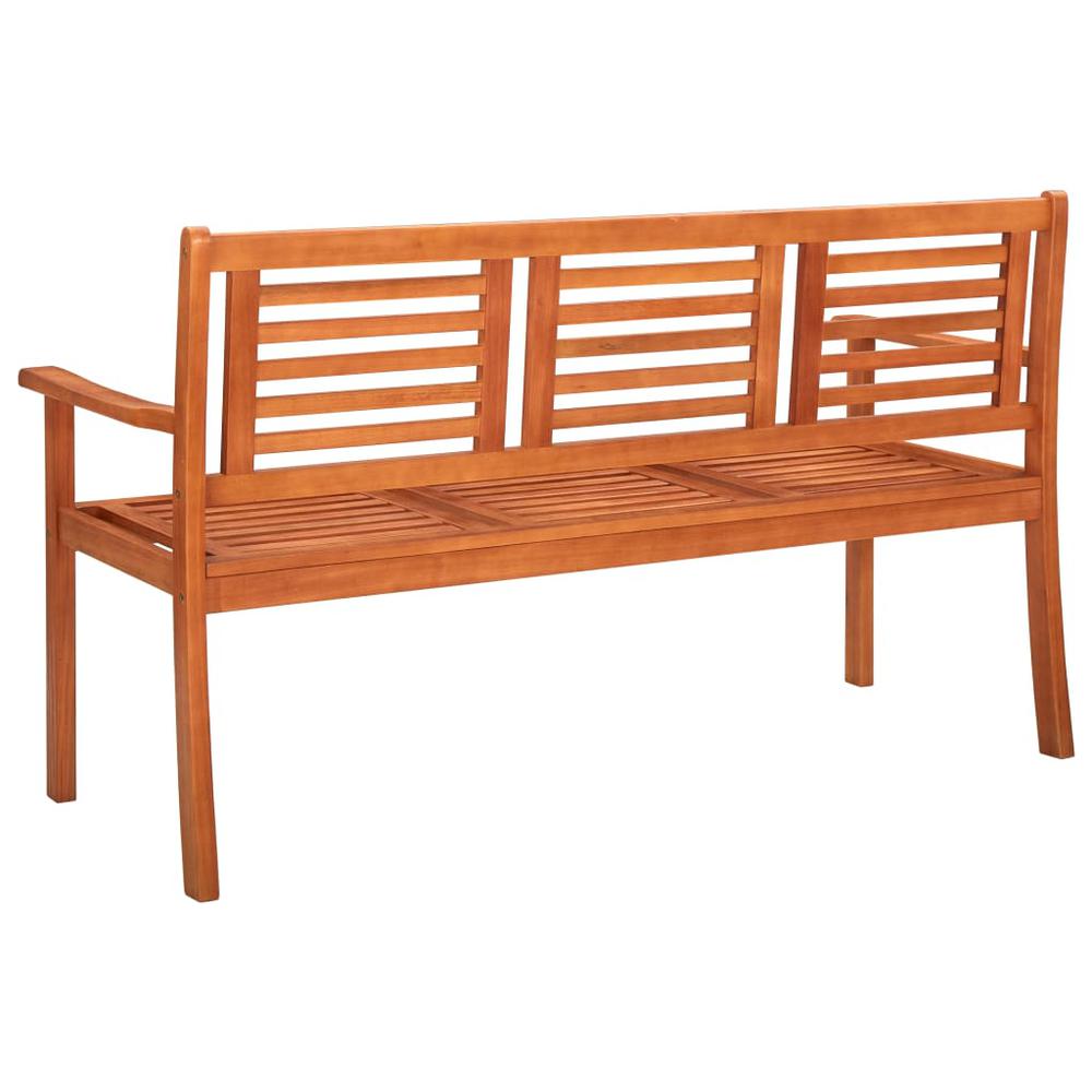 vidaXL 3-Seater Patio Bench with Cushion 59.1'' Solid Eucalyptus Wood, 3060999