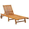 Sunlounger Brown with cream cushion Solid Acacia wood Standard - vidaXL