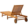 Sunlounger Brown with cream cushion Solid Acacia wood Standard - vidaXL