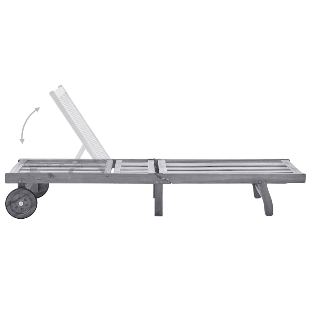 Sunlounger Grey Solid Acacia wood Standard Height-Adjustable - vidaXL
