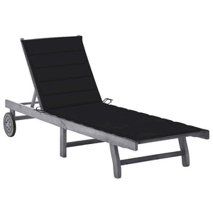 Sun Lounger Grey Solid acacia wood Standard - vidaXL