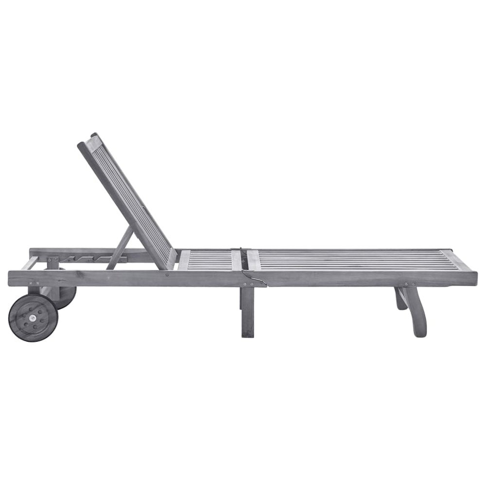 Sun Lounger Grey Solid acacia wood Standard - vidaXL