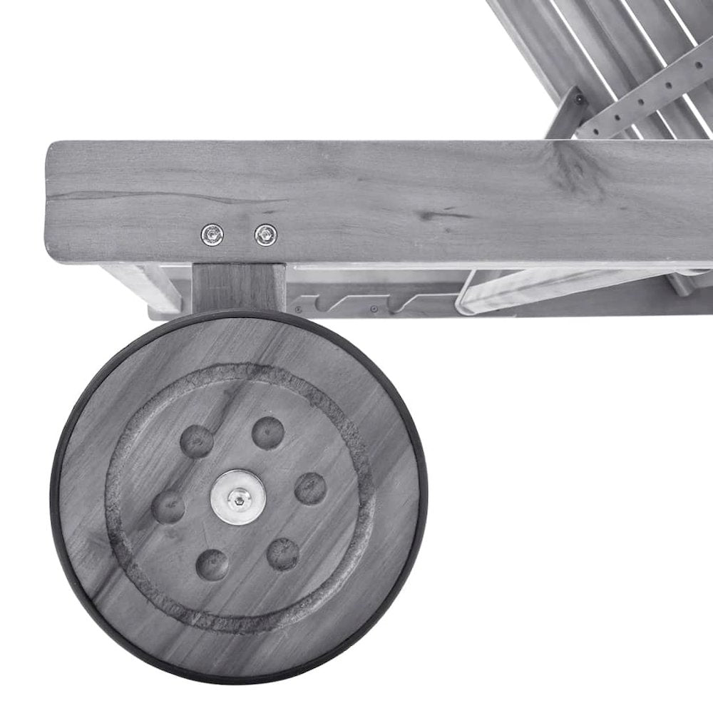 Sun Lounger Grey Solid acacia wood Standard - vidaXL